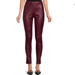 Burgundy red faux leather / vegan leather leggings